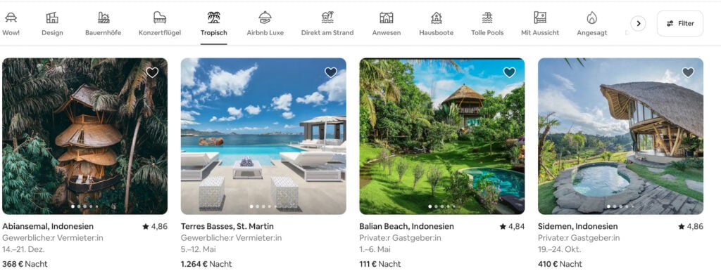 Airbnb besondere Unterkünfte
