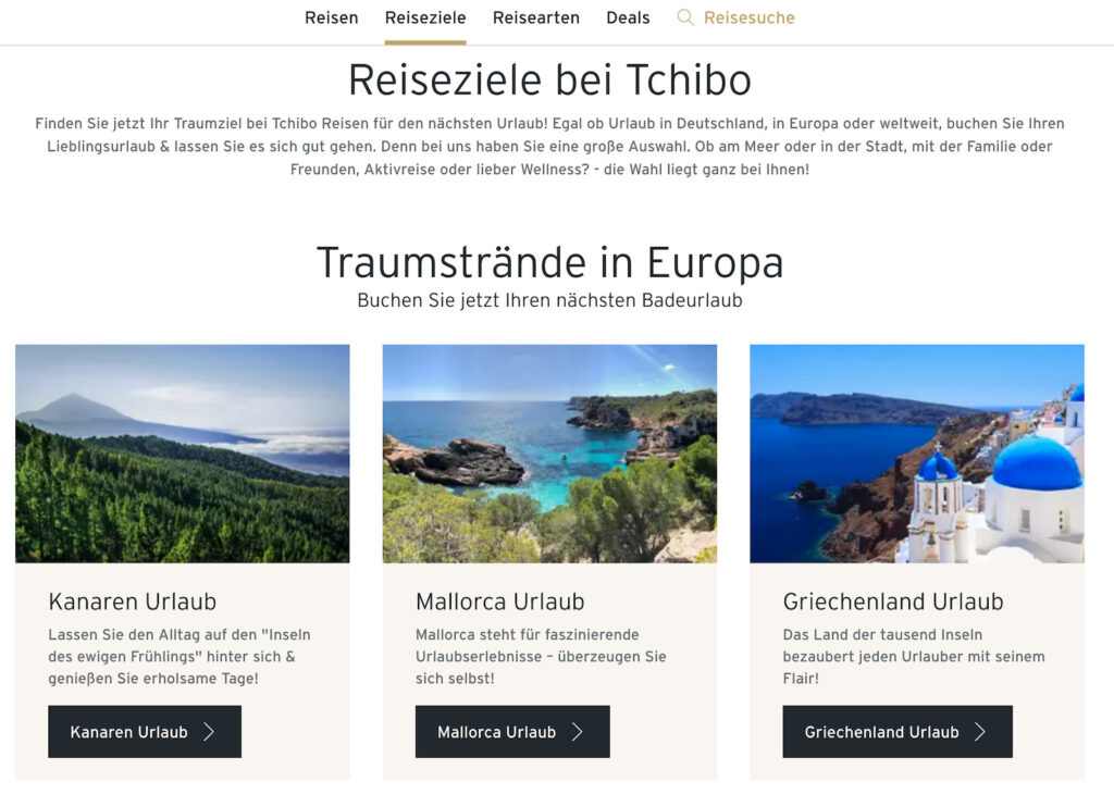 Tchibo Reisen - Reiseziele