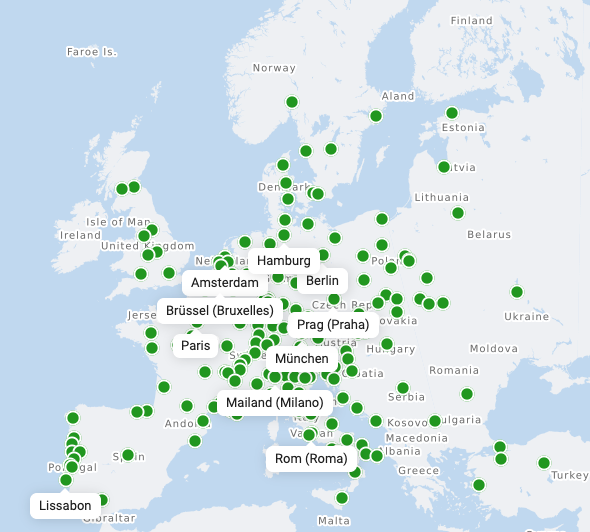 Flixbus, Liniennetz in Europa