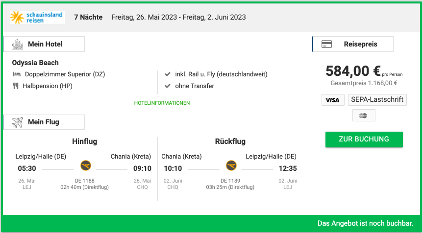 Kreta Pauschalreise Deal - 1 Woche im 4* Hotel mit HP - 616€ p.P.