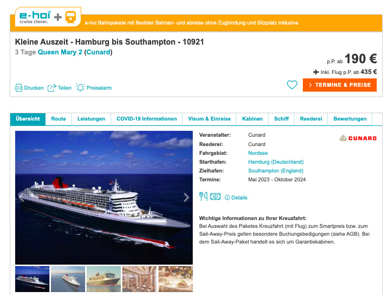 Kreuzfahrt mit der Queen Mary 2