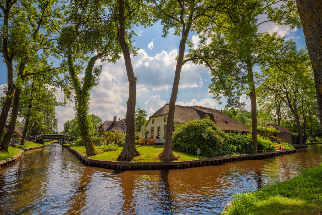 Typical dutch village of Giethoorn in Netherlands