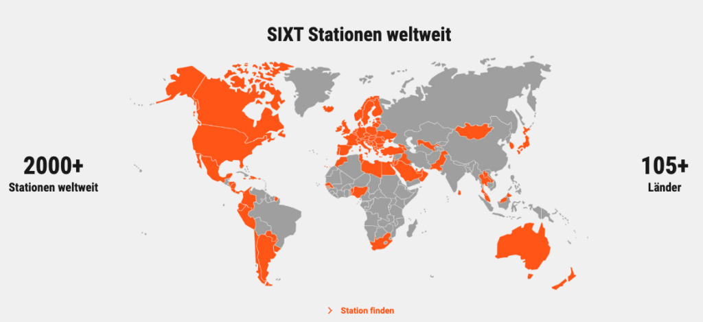Sixt, Karte der Stationen weltweit