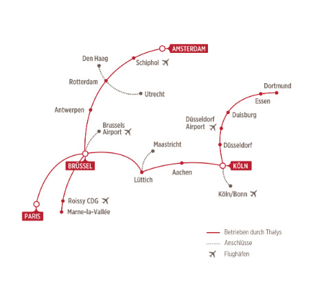 Thalys, Streckennetz auf einen Blick