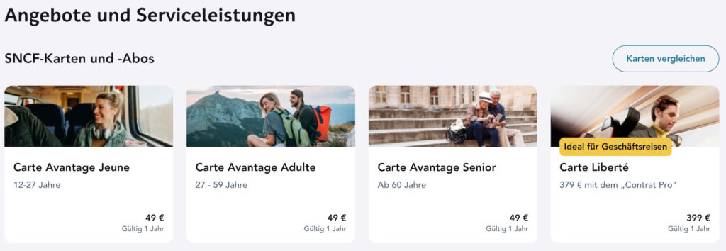 SNCF Angebote und Leistungen