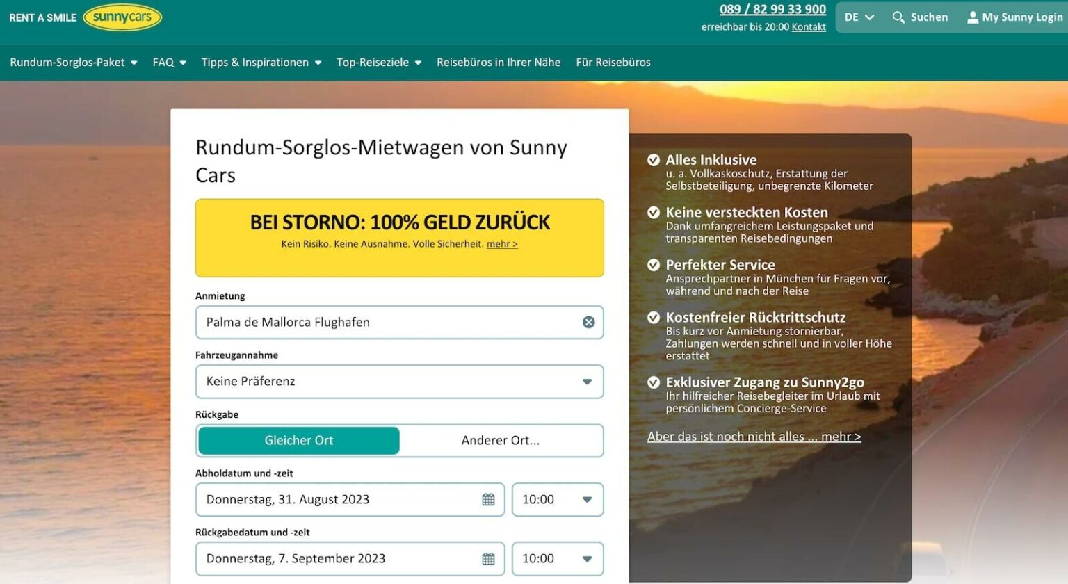 Sunny Cars Informationen, Angebote und Erfahrungen (2025)