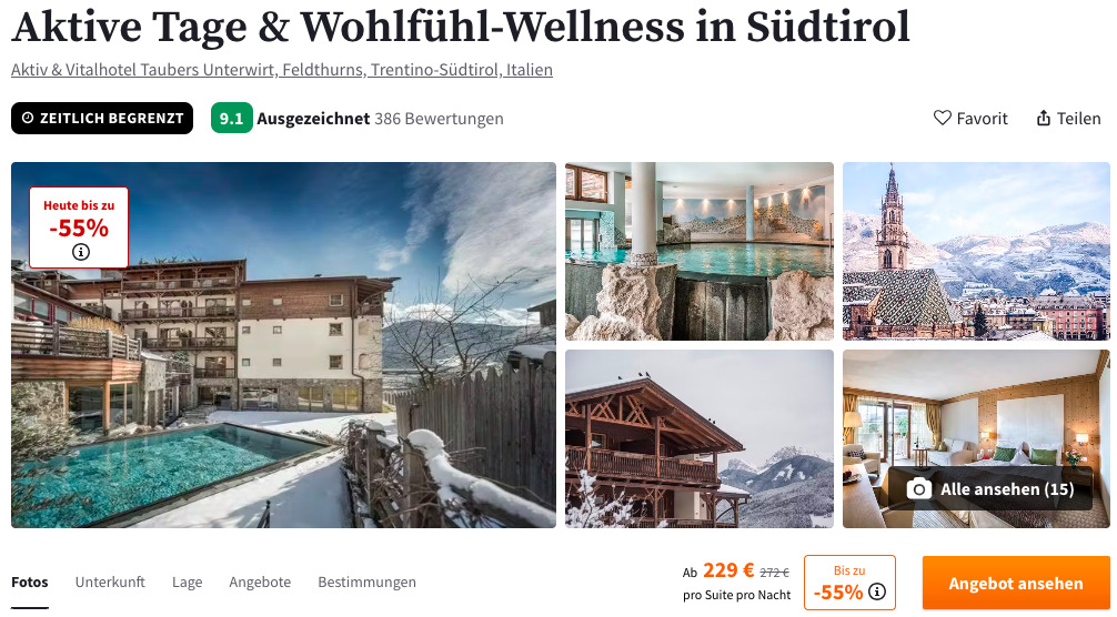 Wellness Auszeit in Südtirol