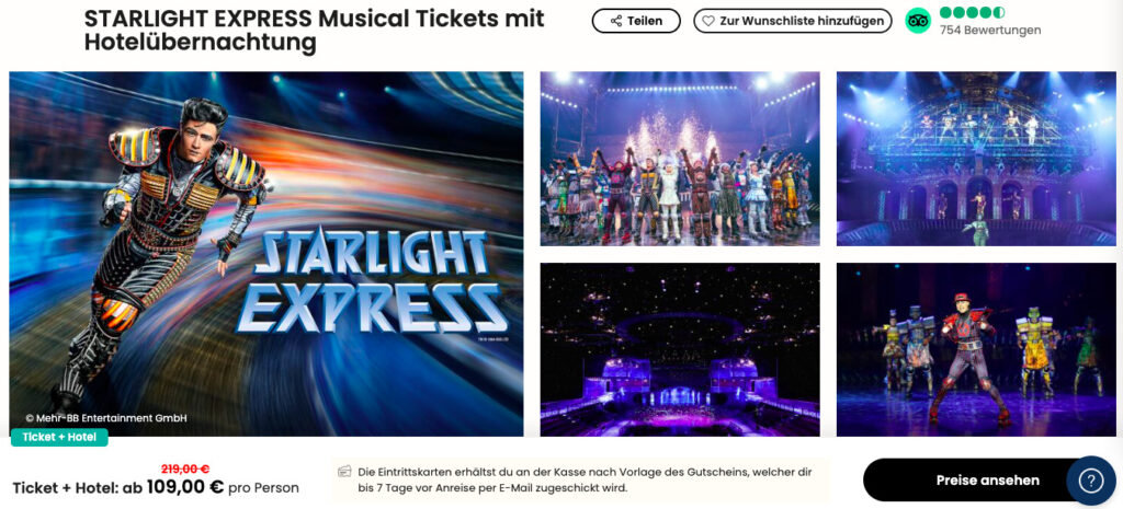 Starlight Express Musical - Ticket + Hotel + Frühstück nur 99€ p.P.