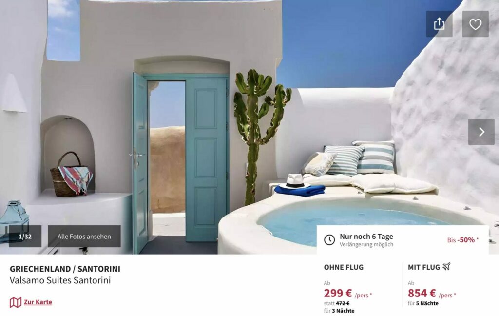 Luxus Appartment auf Santorin