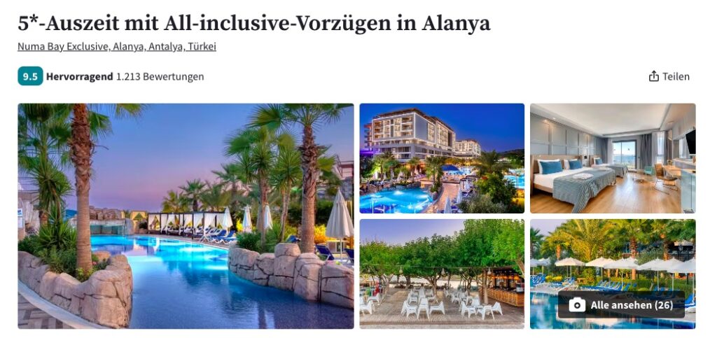 Türkei Urlaub All Inclusive – 4 Tage im 5* Strandhotel ab 157€ p.P.