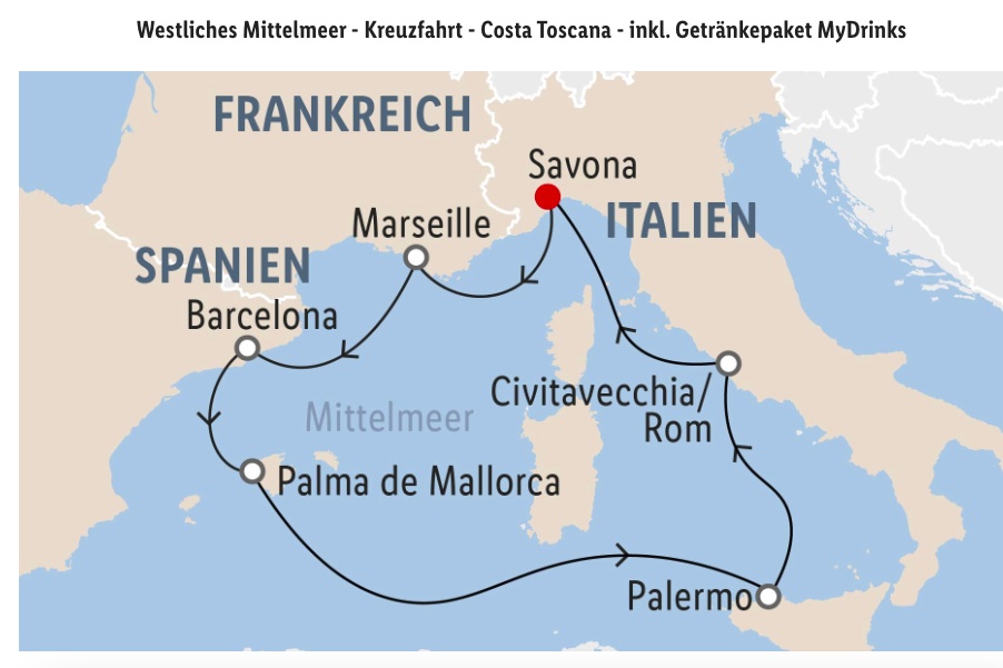 Westliches Mittelmeer Kreuzfahrt