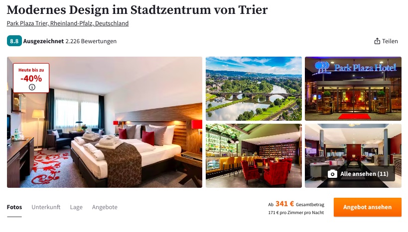 Kurztrip nach Trier – 3 Tage im zentralen 4* Hotel mit Sekt, Frühstück & Wellness für 189€ p.P.