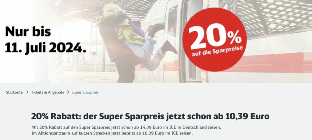 Sparpreis Aktion: Bahntickets für kürzere, innerdeutsche Strecken ab 12,99€