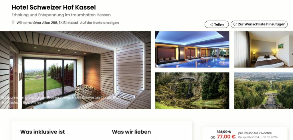 Wellness in Kassel – 3 Tage im top Hotel mit Frühstück ab 77€ p.P.