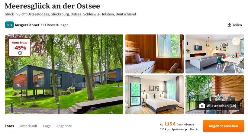 Ostsee Urlaubsdeal – 3 Tage in einer Lodge inkl. Extras ab 115€ p.P.