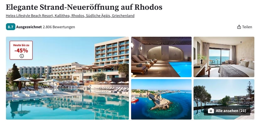 Rhodos Neueröffnung – 4 Tage im 5* Hotel mit All Inclusive & Zimmer mit Meerblick ab 370€ p.P.