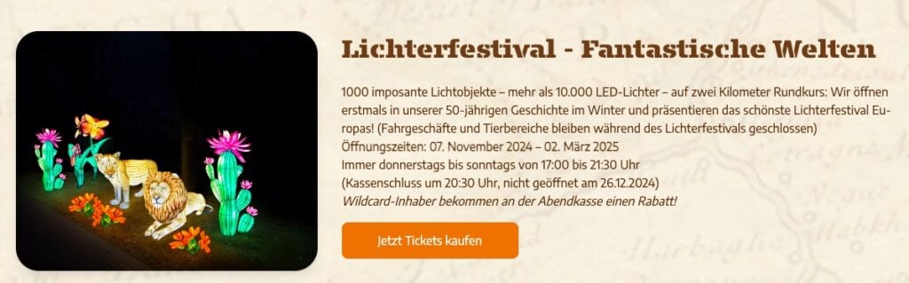 Serengeti Park: 3 Tage mit 1x Eintritt + Hotel mit täglich Frühstück und 1x Dinner ab 139€ p.P. (DZ)