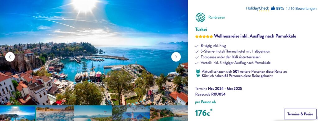 Türkei Schnäppchen – 1 Woche mit 5* Hotel, Ausflug, Flügen & HP ab 199€ p.P.