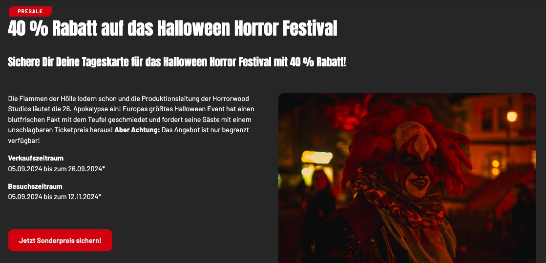 Was Kostet Der Eintritt Im Movie Park Halloween www.reiseuhu.de