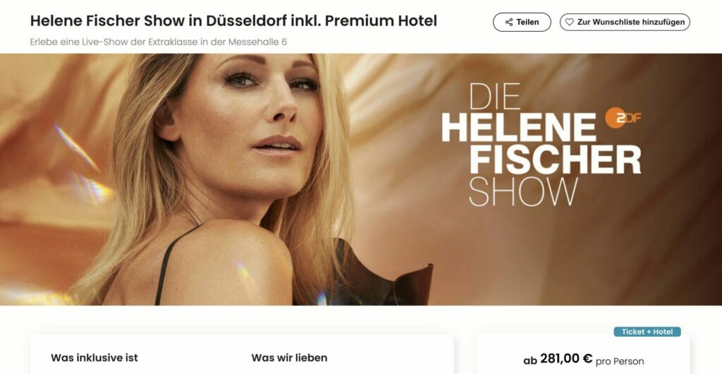 Helene Fischer Konzertkarten + Übernachtung