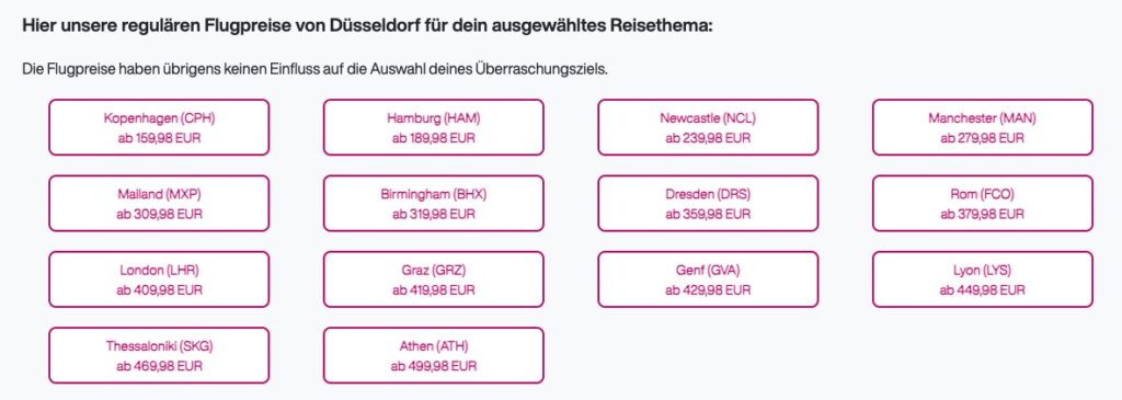 Blind Booking bei Eurowings