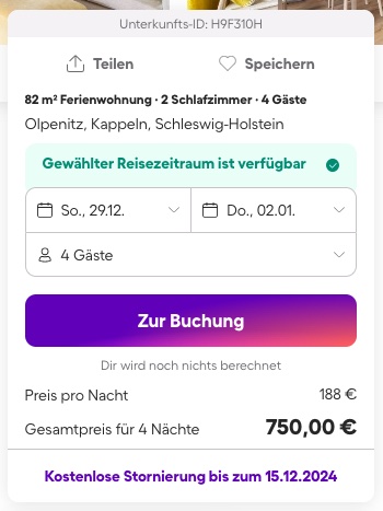 Silvester an der Ostsee: 3 Tage im Apartment inkl. Sauna & Kamin ab 120€ p.P. (bei 4 Leuten)