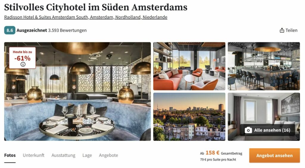 Amsterdam Städtereise – 3 Tage im neuen Hotel inkl. Frühstück ab 125€ p.P.