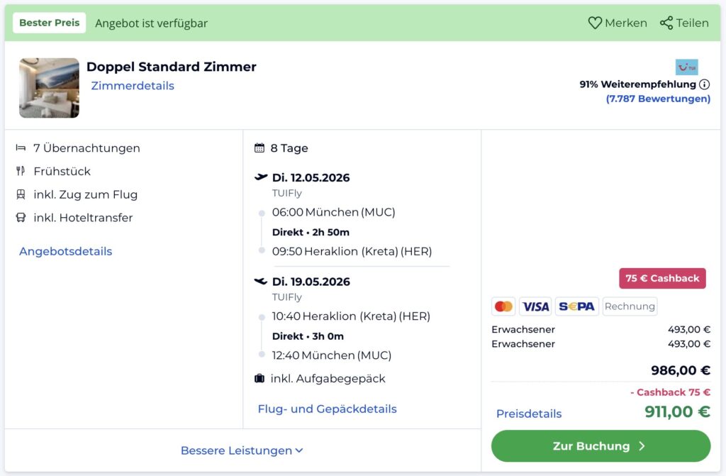 Griechenland Flug & Hotel – 5 Nächte im 5* Hotel auf Kreta + AI & Extras ab 698€ p.P.