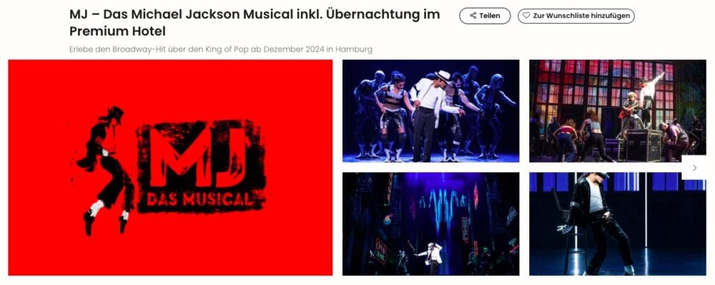 Hamburg Musicalreise: Ticket für MJ – Das Michael Jackson Musical© + Hotel ab 99€ p.P. (DZ) / auch als Gutschein