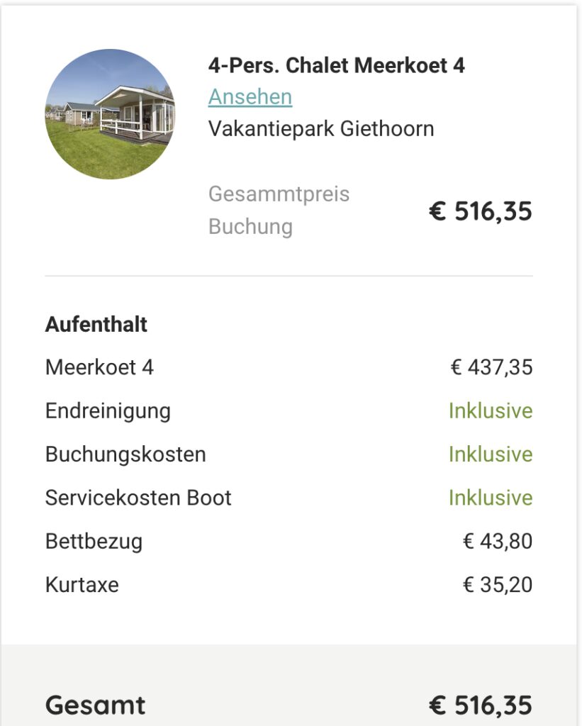 Kurzurlaub in Giethoorn: 5 Tage im Chalet für 4 Personen ab 76€ p.P.