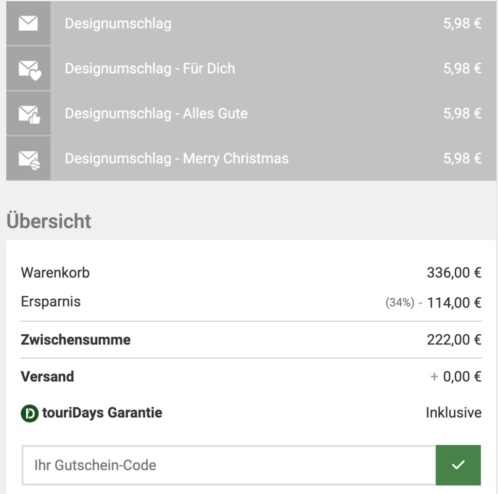 Gutschein bei touriDat verwenden