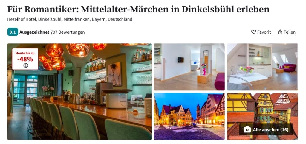 Dinkelsbühl Kurztrip – 3 Tage 5* Hotel inkl. Frühstück ab 125€ p.P. (DZ)