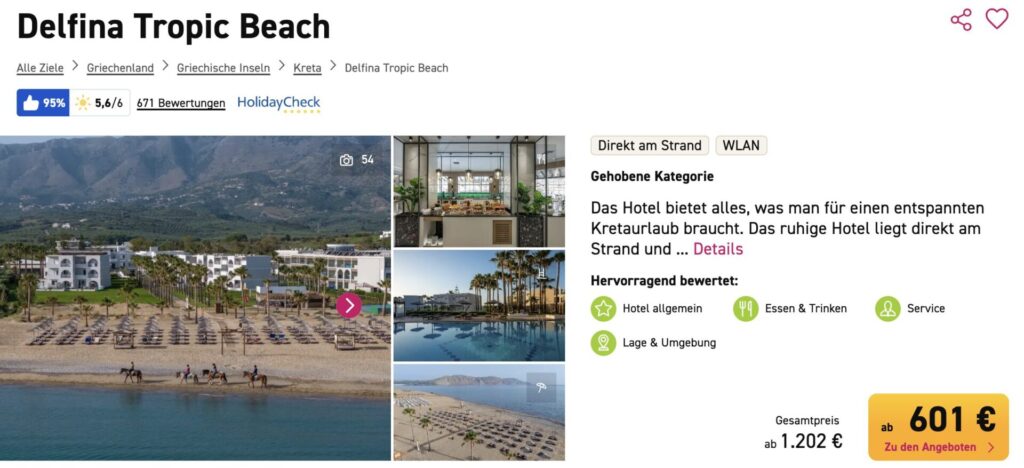 Kreta Schnäppchen: 10 Tage im 4* Strandhotel mit Halbpension und Flug ab 580€ p.P. (DZ)
