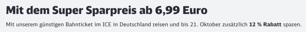 Deutsche Bahn Tickets: 10% auf den Flexpreis