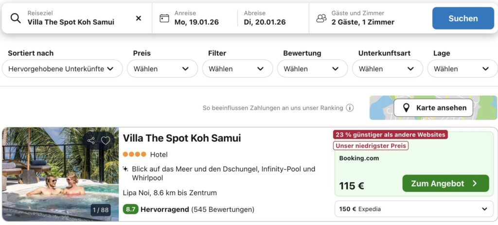 Luxusvilla auf Koh Samui: Übernachtung im Doppelzimmer in 4* Luxusvilla ab 54€ p.P.