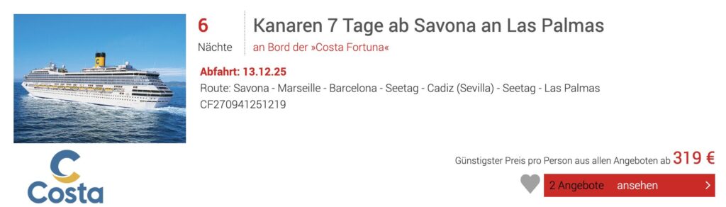 Mittelmeer Kreuzfahrt – 1 Woche mit Balkonkabine und All Inclusive ab 1.079€ p.P. (bei zwei Personen)