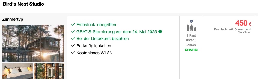Baumhaus in Schweden: Übernachtung im Vogelnest Baumhaus mit Frühstück ab 224€ p.P.