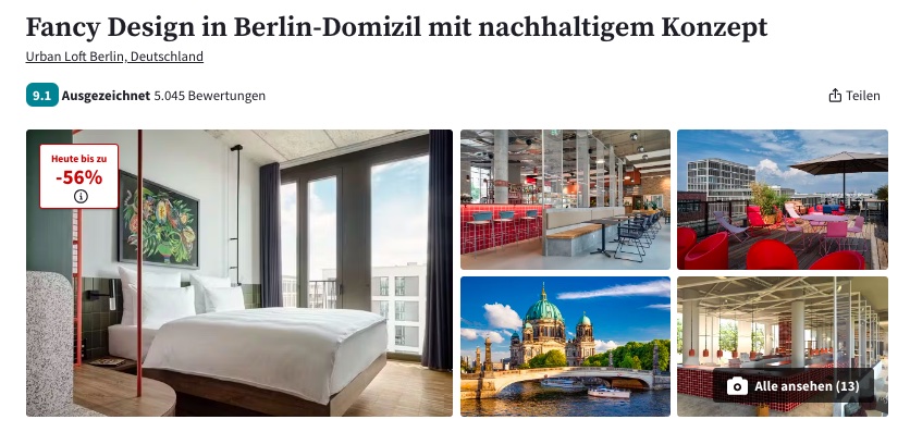 Berlin Kurzreise Schnäppchen: Übernachtung inkl. Frühstück ab 42€ p.P. (DZ)