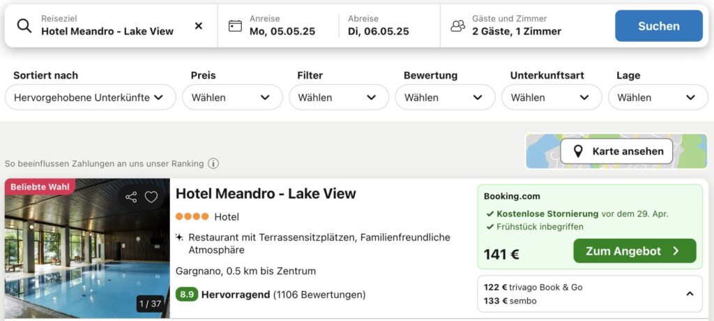 Kurzurlaub am Gardasee: 3 Tage im 4* Hotel am See inkl. Frühstück ab 115€ p.P. (DZ)