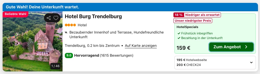 Kurzurlaub in Hessen: 4* Burghotel inkl. Frühstück ab 79,50€ p.P. (DZ)