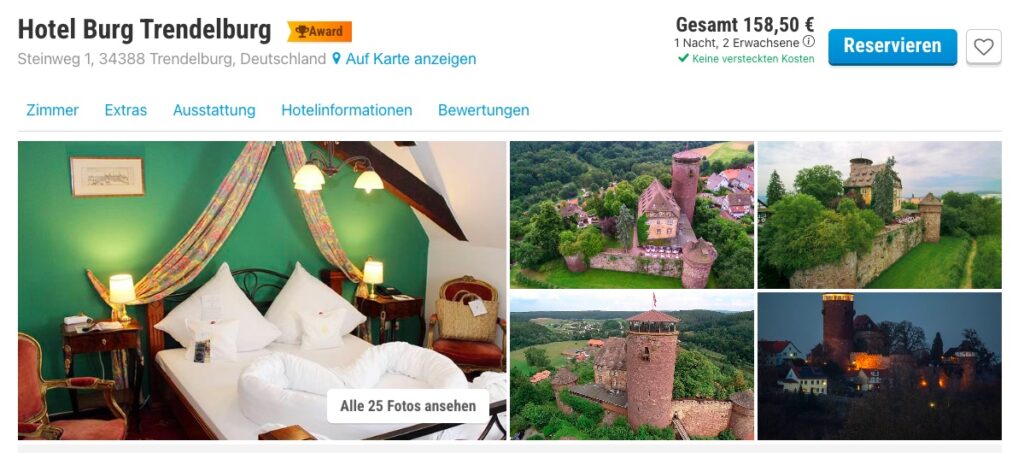 Kurzurlaub in Hessen: 4* Burghotel inkl. Frühstück ab 79,50€ p.P. (DZ)