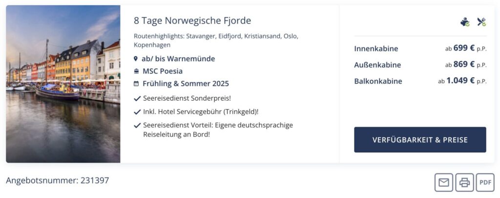 Norwegen Kreuzfahrt: 8 Tage mit Vollpension und Extras ab 599€ p.P. (bei 2 Leuten)