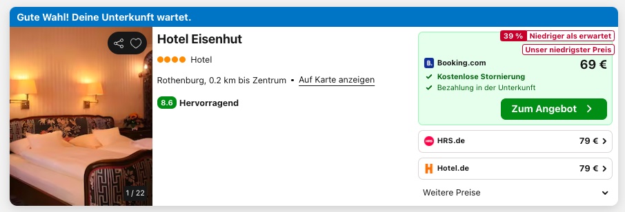 Rothenburg ob der Tauber: 4* Hotel in der Altstadt ab 53€ p.P.