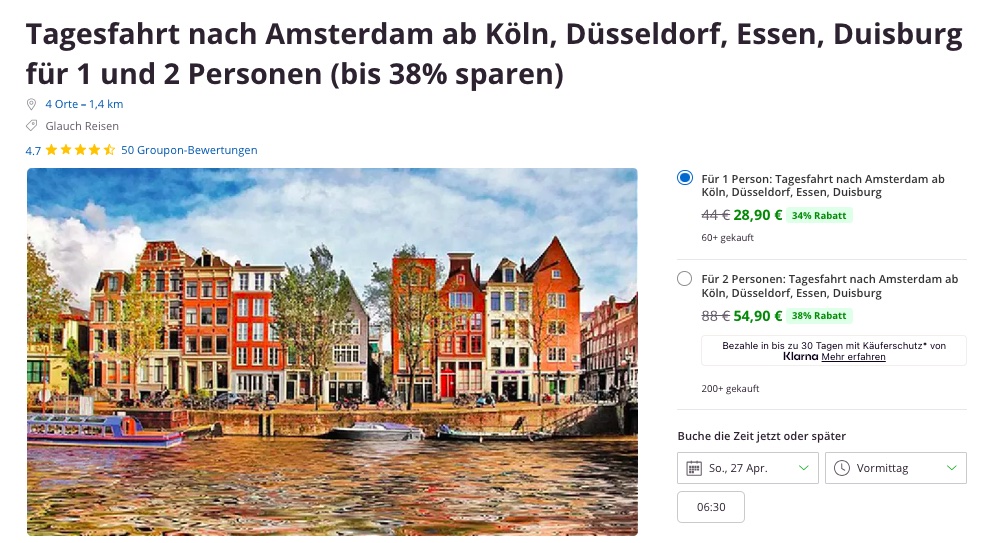 Tagesausflug nach Amsterdam: mit dem Bus ab 28€