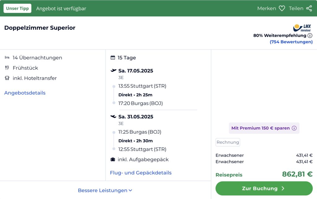 Urlaub am Sonnenstrand: 2 Wochen im 4* Hotel inkl. Flug & Frühstück ab 349€ p.P.