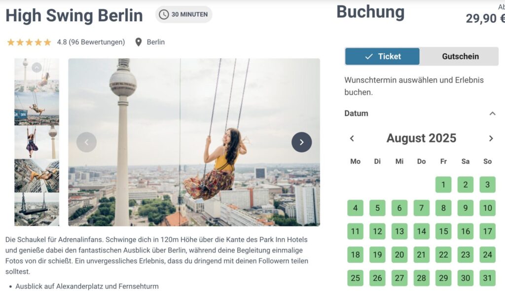 Kurzurlaub in Berlin: Hotel + High Swing auf Hoteldach am Alexanderplatz in 120m Höhe ab 82€ p.P. (DZ)