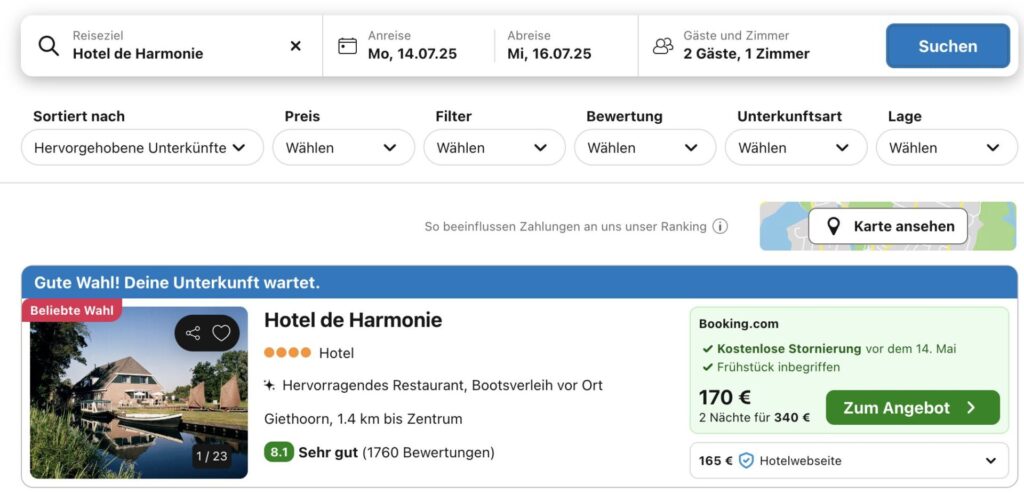 Kurzurlaub in Giethoorn: Übernachtung im Hotel am Kanal ab 83€ p.P.
