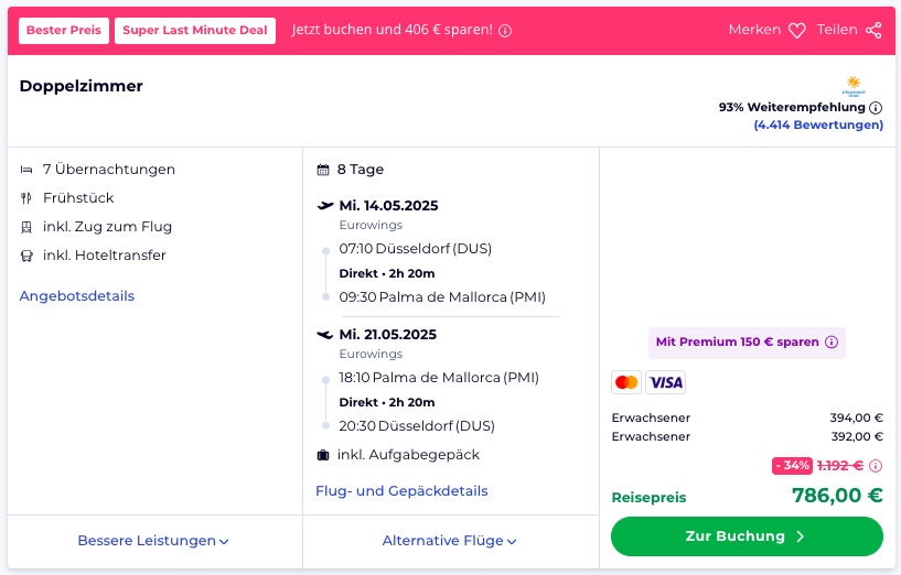 Mallorca Schnäppchen: 10 Tage im 3* Hotel mit All Inclusive & Flug ab 594€ p.P. (DZ)