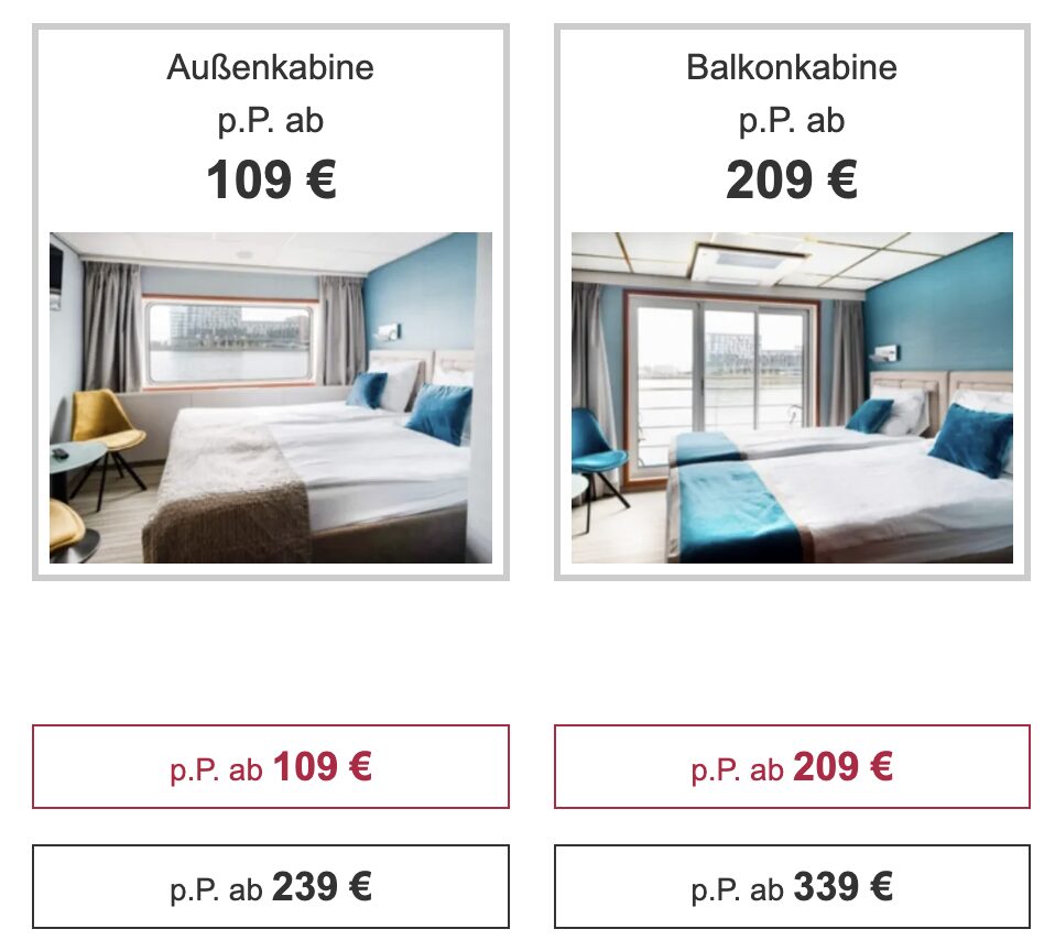 Party Kreuzfahrt auf dem Rhein: 2 Tage in der Außenkabine inkl. Halbpension, Live Musik & Extras für 109€