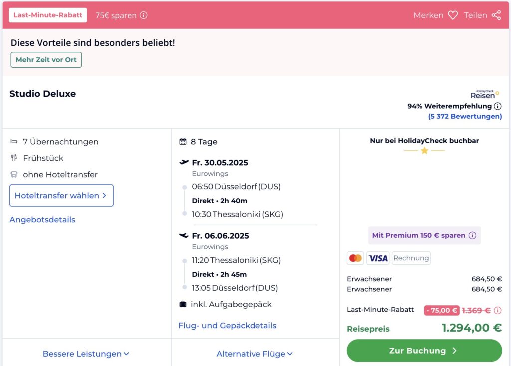 Pauschalreise Chalkidiki: Preisfehler? 6 Tage im 4* Hotel mit All Inclusive, Flügen und Mietwagen ab 379€ p.P. (DZ), Suite mit Privatpool ab 619€ p.P.